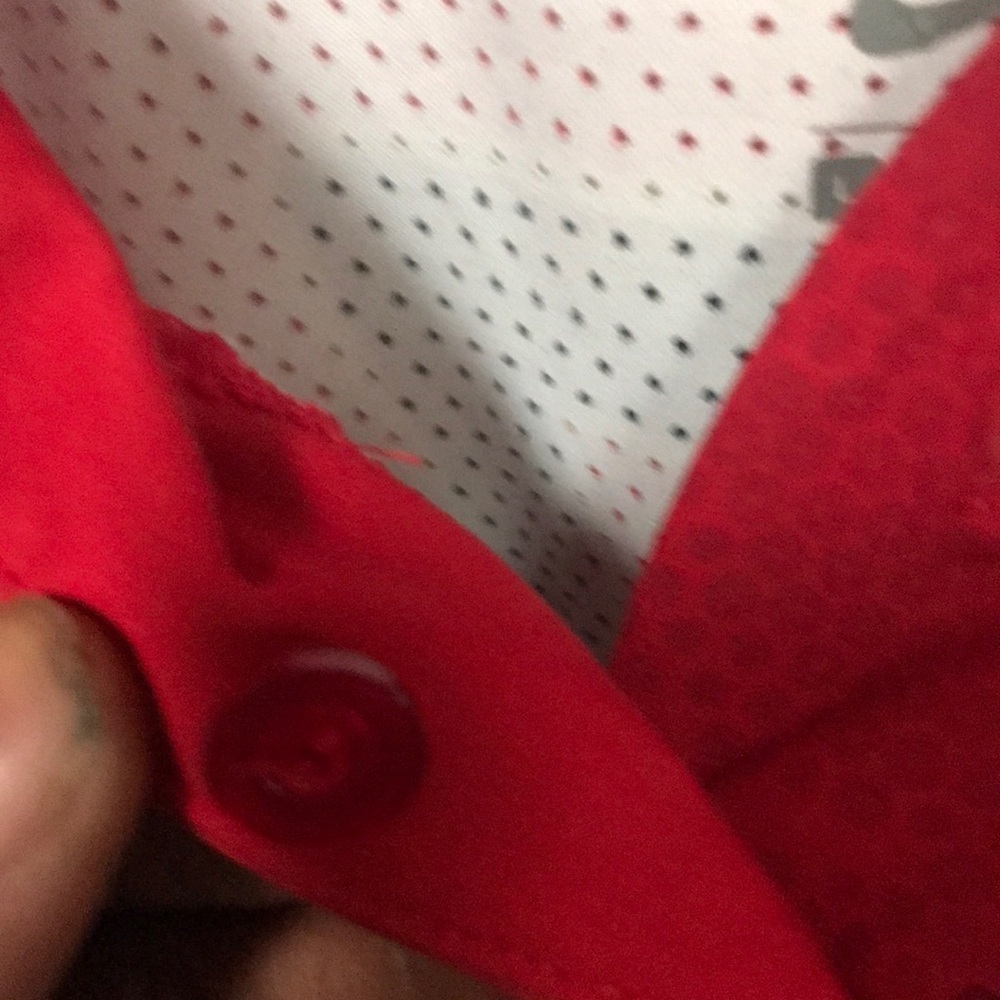 Nike Red Sports Jersey V-Neck Shirt - Picture 2 of 7